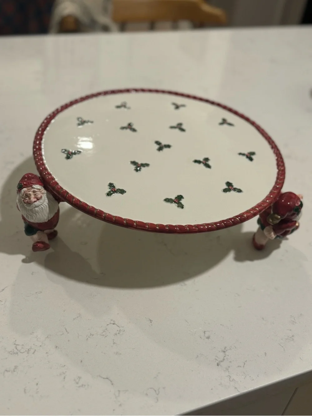 Rare / Fitz & Floyd Old World Christmas Elves 12-Inch Pedestal Cake Stand